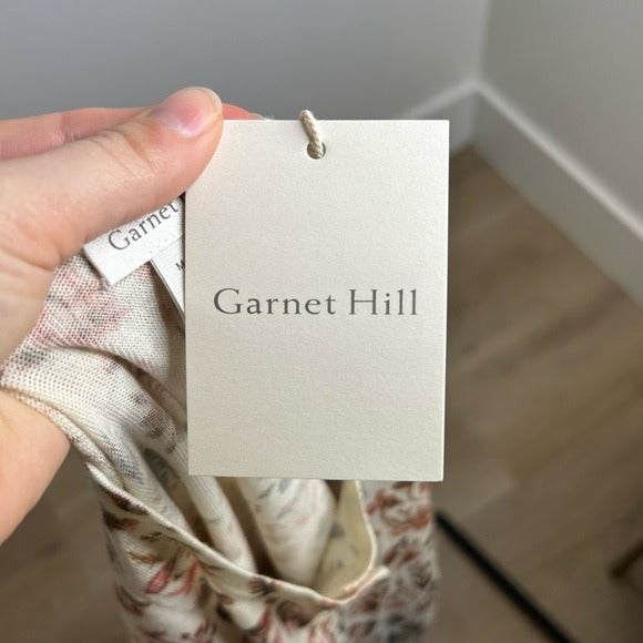 Garnet Hill 100% Merino Wool Mushroom Print Button Down Cardigan Sweater