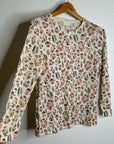 Garnet Hill 100% Merino Wool Mushroom Print Button Down Cardigan Sweater
