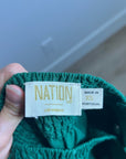 Nation LTD 100% Linen Off The Shoulder Ruched Green Tank Blouse