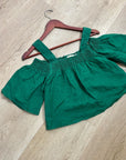 Nation LTD 100% Linen Off The Shoulder Ruched Green Tank Blouse
