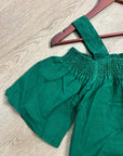 Nation LTD 100% Linen Off The Shoulder Ruched Green Tank Blouse