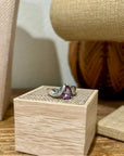 925 Sterling Silver Curved Ring Amethyst Stone