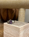 925 Sterling Silver Curved Ring Amethyst Stone