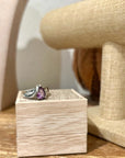 925 Sterling Silver Curved Ring Amethyst Stone
