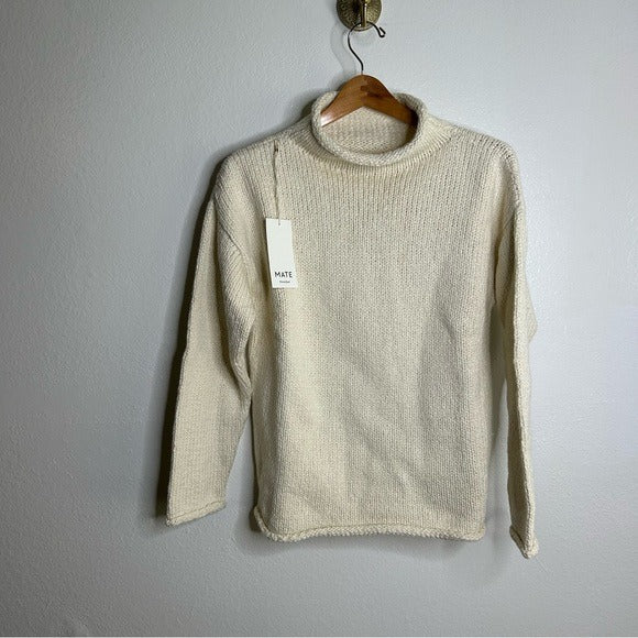 MATE the Label MATE The Label 100% Organic Cotton Knit Frise Neck Pullover Sweater - Cotton