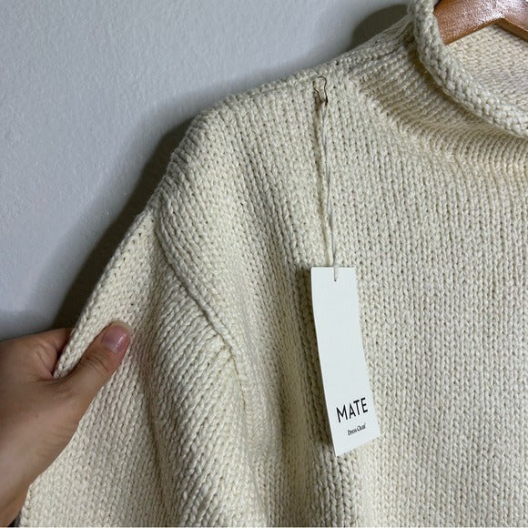 MATE the Label MATE The Label 100% Organic Cotton Knit Frise Neck Pullover Sweater - Cotton