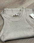 AMO 100% Cotton Ribbed Scoop Neck Tan Tank Top