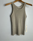 AMO 100% Cotton Ribbed Scoop Neck Tan Tank Top
