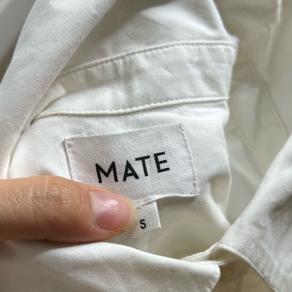 MATE the Label MATE The Label 100% Cotton Poplin White Button Down Shirt - Cotton