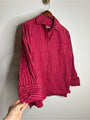 Free People 100% Cotton Hallie French Cuff Stripe Button Down Top in Red