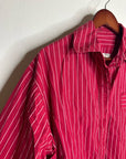 Free People 100% Cotton Hallie French Cuff Stripe Button Down Top in Red