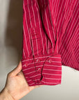 Free People 100% Cotton Hallie French Cuff Stripe Button Down Top in Red