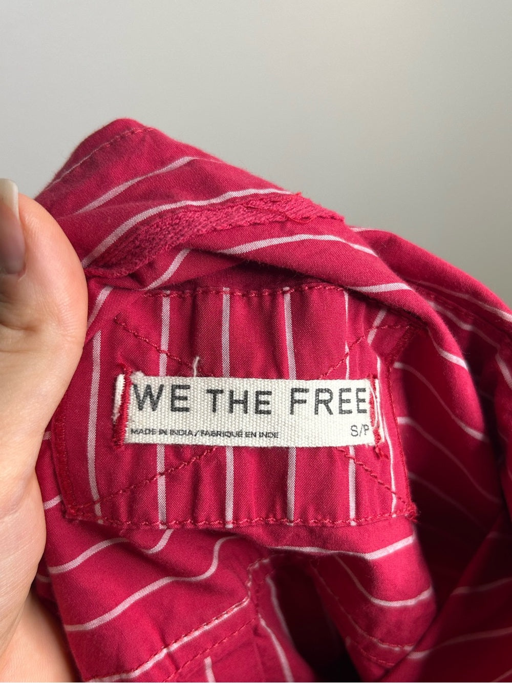 Free People 100% Cotton Hallie French Cuff Stripe Button Down Top in Red