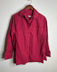 Free People 100% Cotton Hallie French Cuff Stripe Button Down Top in Red