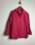 Free People 100% Cotton Hallie French Cuff Stripe Button Down Top in Red