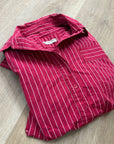 Free People 100% Cotton Hallie French Cuff Stripe Button Down Top in Red