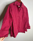 Free People 100% Cotton Hallie French Cuff Stripe Button Down Top in Red