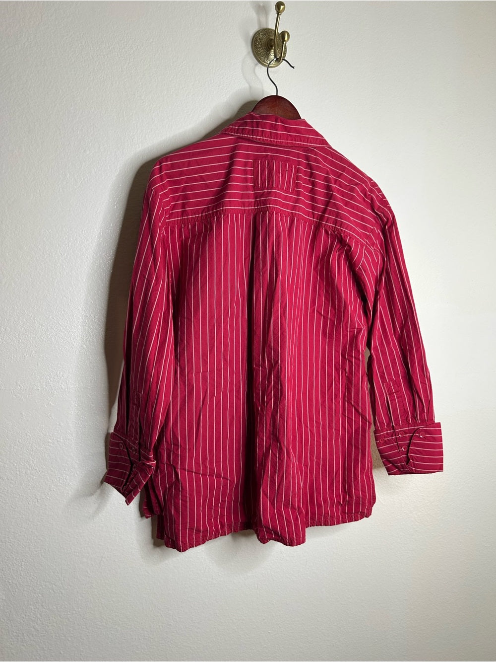 Free People 100% Cotton Hallie French Cuff Stripe Button Down Top in Red