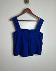Madewell 100% Linen Curved Neck Shell Tank in  Bright Sapphire Blue