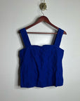 Madewell 100% Linen Curved Neck Shell Tank in  Bright Sapphire Blue