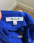 Madewell 100% Linen Curved Neck Shell Tank in  Bright Sapphire Blue