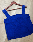 Madewell 100% Linen Curved Neck Shell Tank in  Bright Sapphire Blue