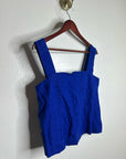 Madewell 100% Linen Curved Neck Shell Tank in  Bright Sapphire Blue