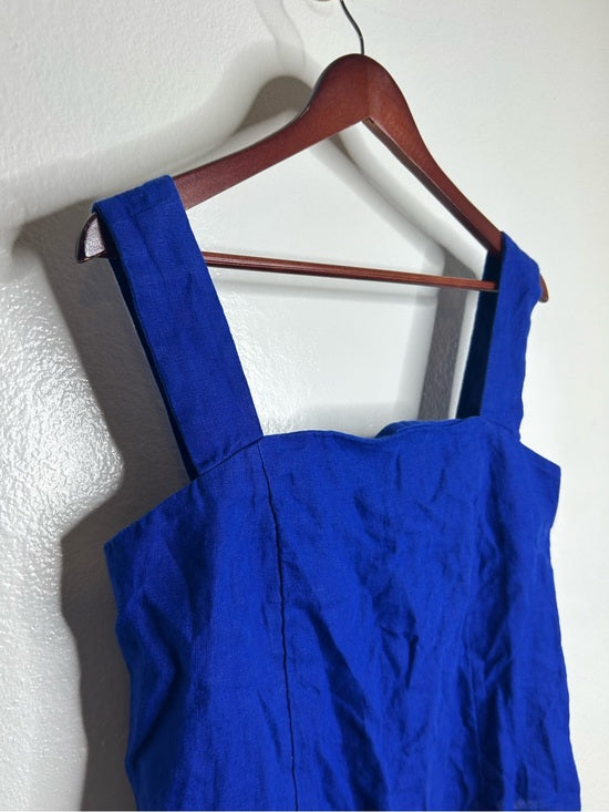 Madewell 100% Linen Curved Neck Shell Tank in  Bright Sapphire Blue