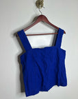 Madewell 100% Linen Curved Neck Shell Tank in  Bright Sapphire Blue