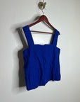 Madewell 100% Linen Curved Neck Shell Tank in  Bright Sapphire Blue