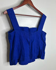 Madewell 100% Linen Curved Neck Shell Tank in  Bright Sapphire Blue