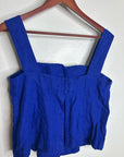 Madewell 100% Linen Curved Neck Shell Tank in  Bright Sapphire Blue