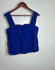 Madewell 100% Linen Curved Neck Shell Tank in  Bright Sapphire Blue