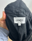 Mate The Label 100% Linen Black Utility Style Long Sleeve Jumpsuit