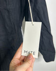 Mate The Label 100% Linen Black Utility Style Long Sleeve Jumpsuit