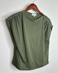 Nation LA 100% Pima Cotton Rebecca Ruched Boat Neck Tee in Olive Green