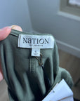 Nation LA 100% Pima Cotton Rebecca Ruched Boat Neck Tee in Olive Green