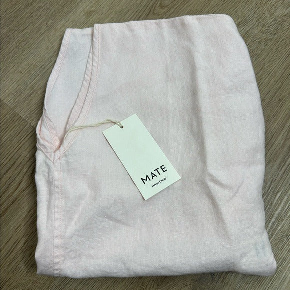MATE the Label MATE The Label 100% Organic Linen Light Pink Cropped Short Sleeve Tunic Top - Linen