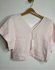 MATE The Label 100% Organic Linen Light Pink Cropped Short Sleeve Tunic Top