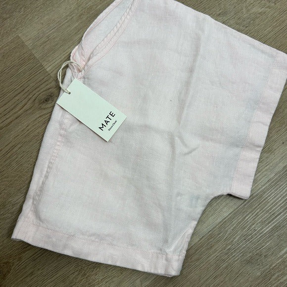 MATE The Label 100% Organic Linen Light Pink Cropped Short Sleeve Tunic Top