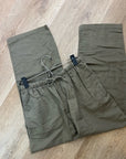 Kathy Ireland Cotton Ramie Army Green Pull on Straight Leg Drawstring Pant