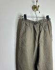Kathy Ireland Cotton Ramie Army Green Pull on Straight Leg Drawstring Pant