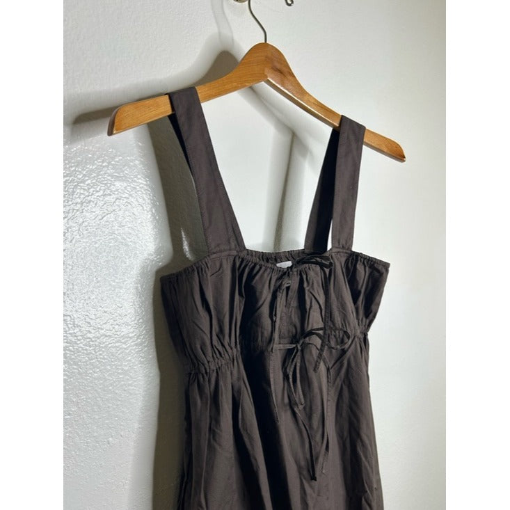 MATE the Label MATE the Label 100% Organic Cotton Poplin Pocket Tie Midi Dress in Java Brown - Cotton