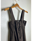 MATE the Label 100% Organic Cotton Poplin Pocket Tie Midi Dress in Java Brown