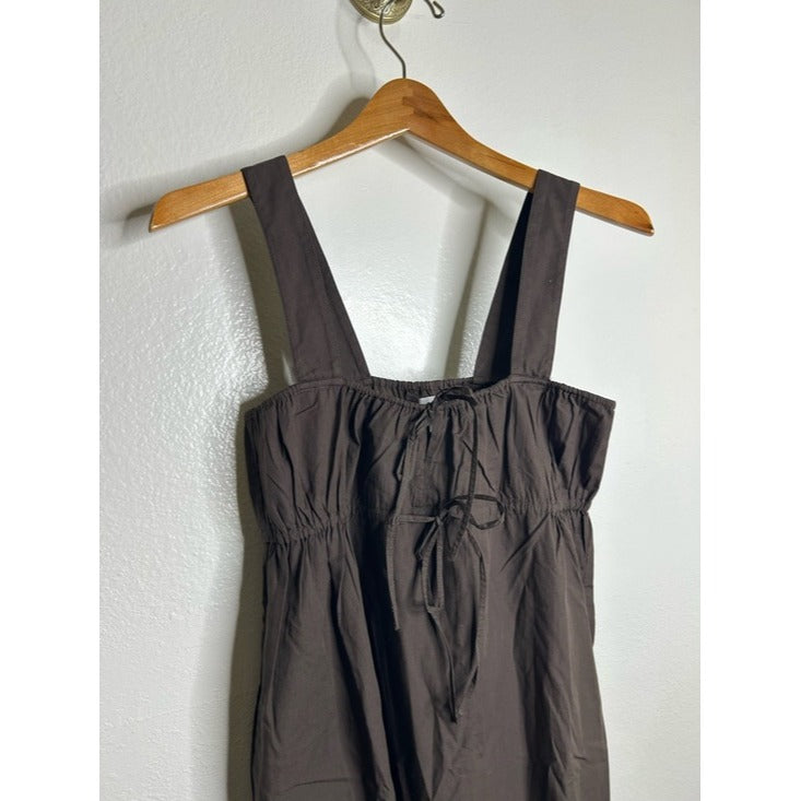 MATE the Label MATE the Label 100% Organic Cotton Poplin Pocket Tie Midi Dress in Java Brown - Cotton