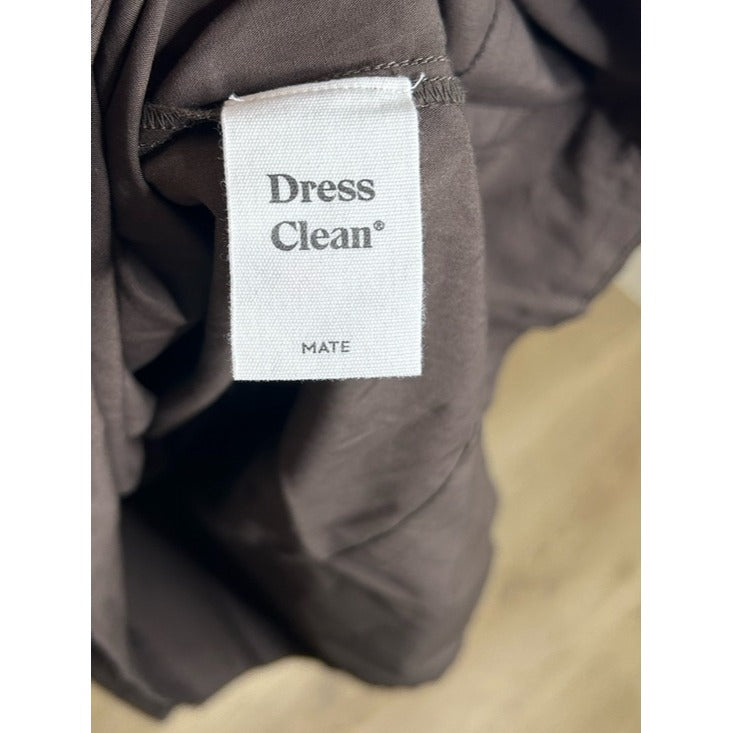 MATE the Label 100% Organic Cotton Poplin Pocket Tie Midi Dress in Java Brown