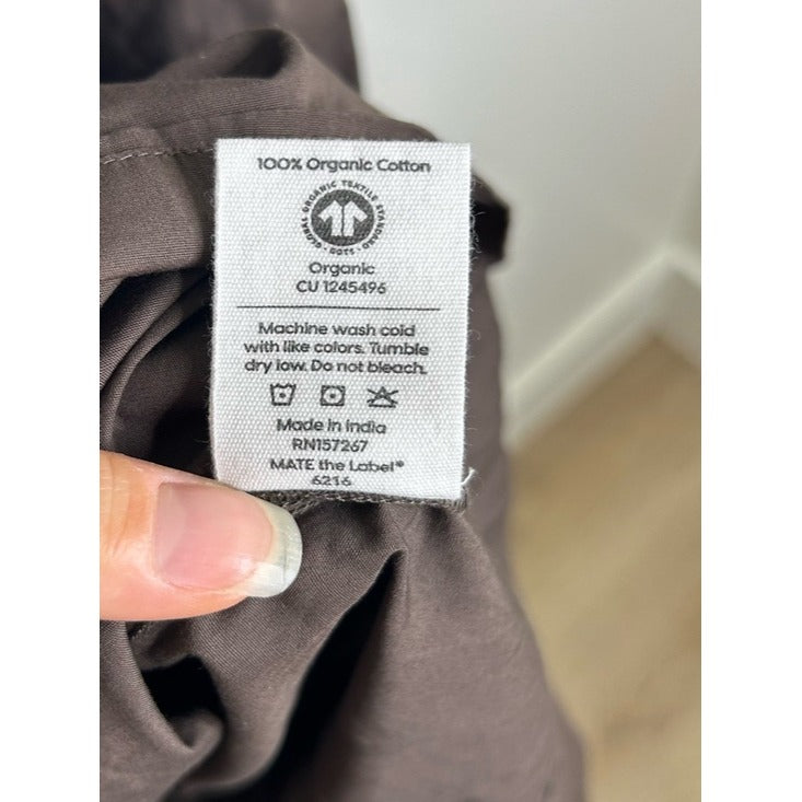 MATE the Label 100% Organic Cotton Poplin Pocket Tie Midi Dress in Java Brown