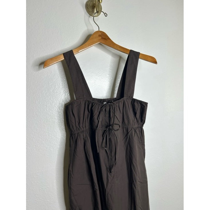 MATE the Label MATE the Label 100% Organic Cotton Poplin Pocket Tie Midi Dress in Java Brown - Cotton