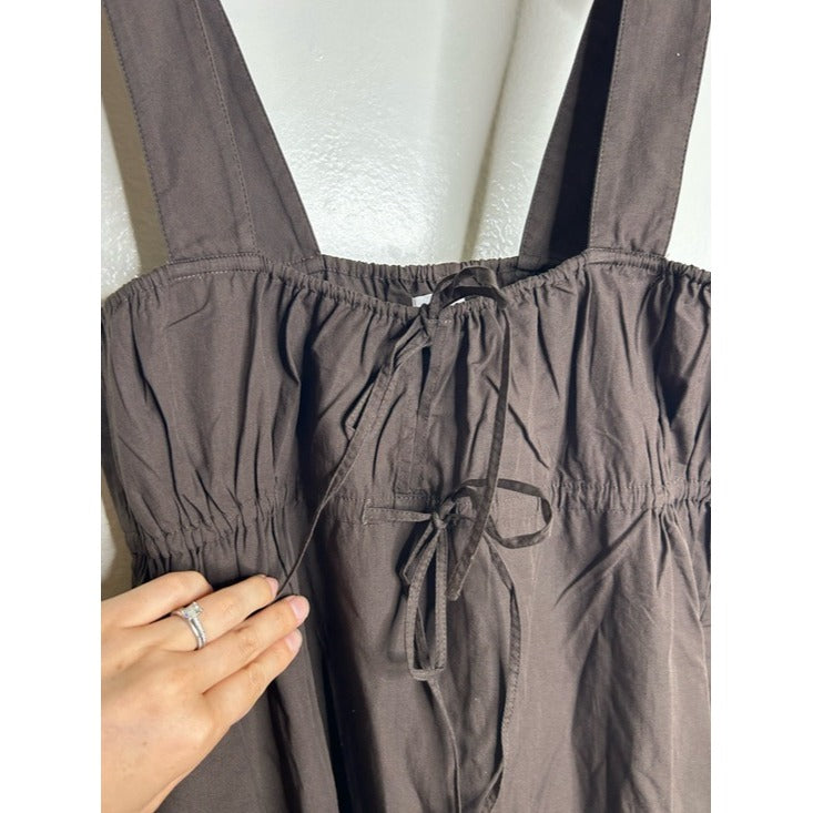 MATE the Label MATE the Label 100% Organic Cotton Poplin Pocket Tie Midi Dress in Java Brown - Cotton