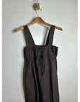 MATE the Label 100% Organic Cotton Poplin Pocket Tie Midi Dress in Java Brown